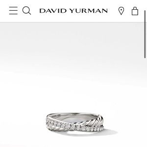 David Yurman Crossover Ring in Sterling Silver with Pave Diamonds - Almost New